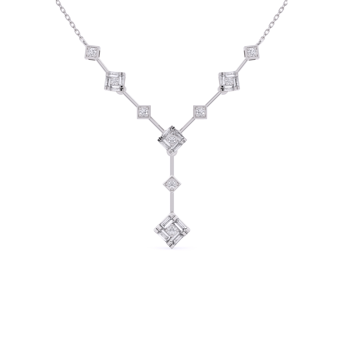 Stylish Two layer Lab Grown Diamond Charm Necklace